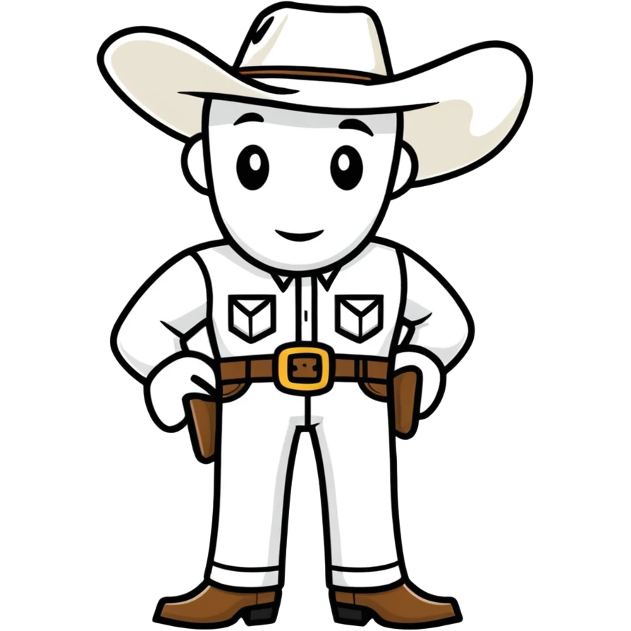 happy cowboy man with white skin and a white hat emoji