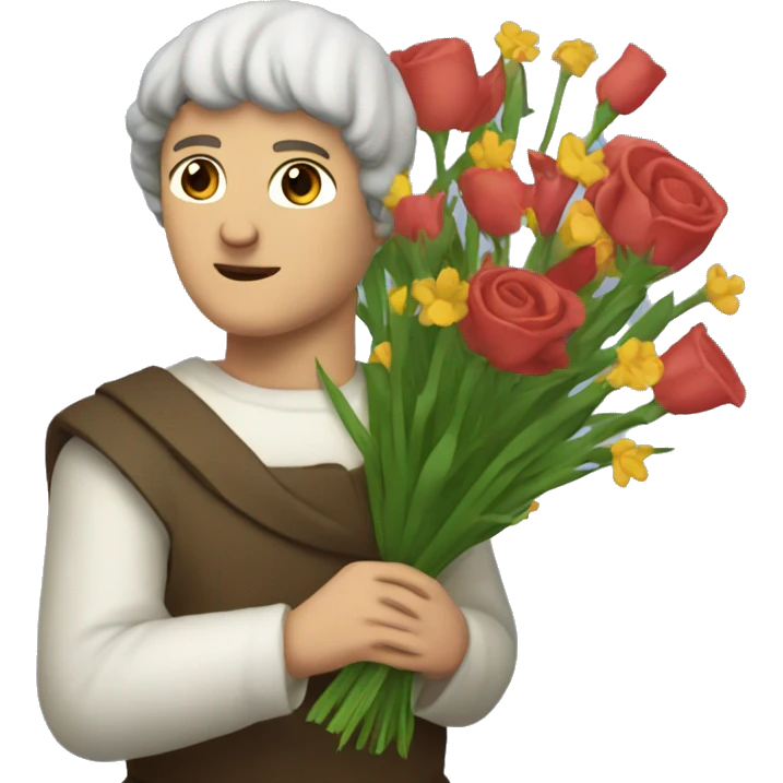 Petrarch holding a bouquet of flowers emoji