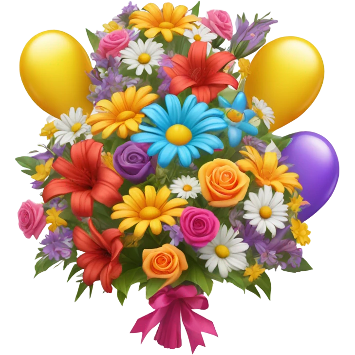 Birthday flowers and balloons emoji