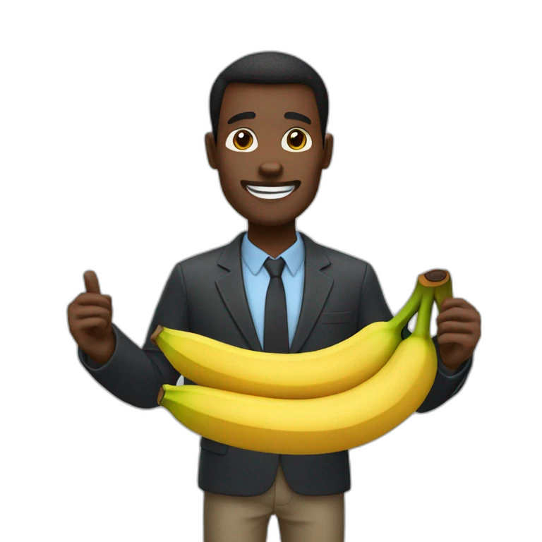 Un homme noir tiens une grande banane dans ses mains emoji