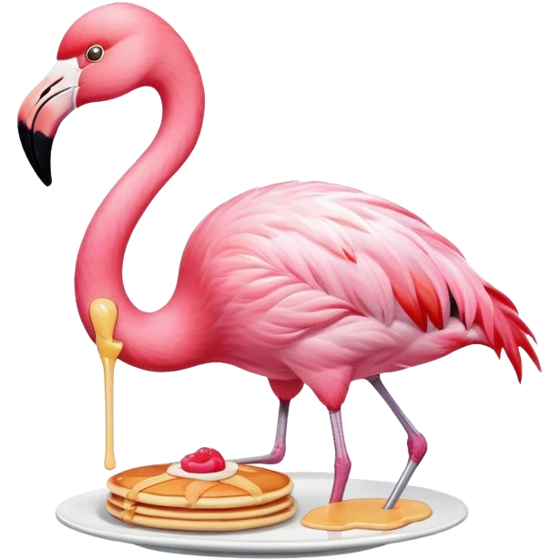 flamingo with a pancake emoji