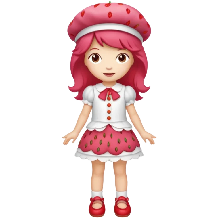pretty and cute realistic strawberry shortcake full body with red shoes standing emoji
