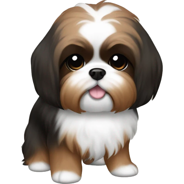 Mini brown/ black Shih Tsu with long ear hair  emoji