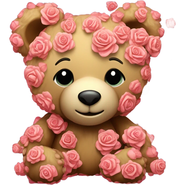 cute teddy bear made of tiny roses  emoji