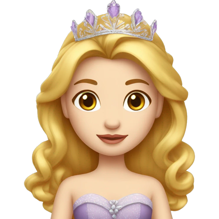 Muñeca estilo Disney con vestido de princesa pelo rubio con tirabuzón  emoji
