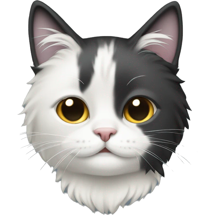 half Black and half white long hair cat with black bottom jaw emoji