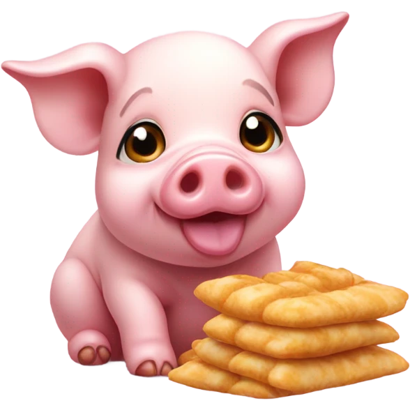 Baby pig eating snacks emoji