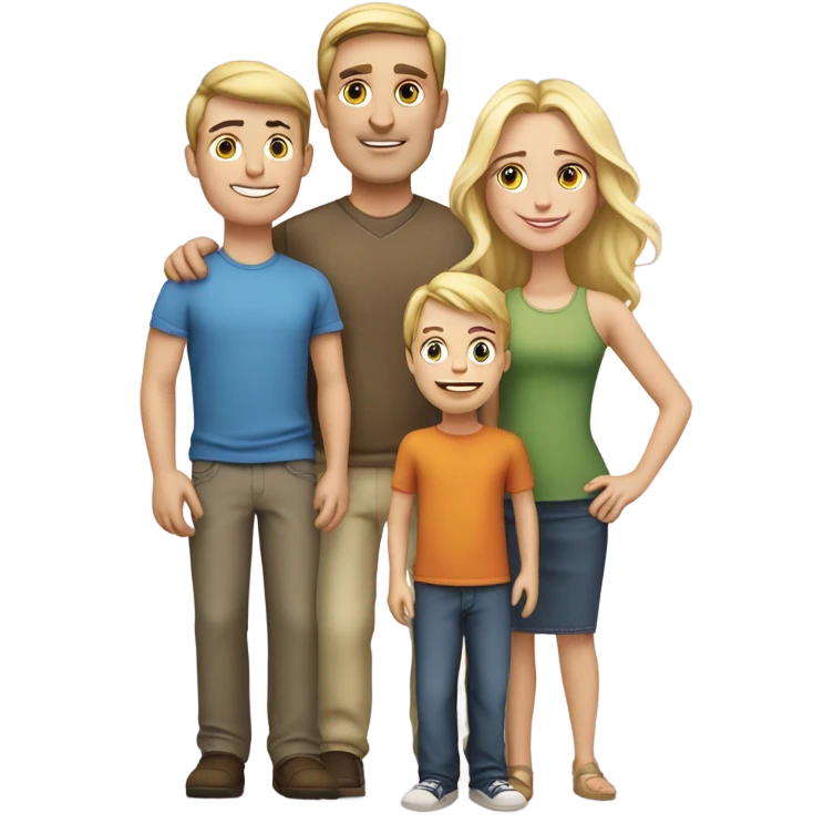 Father 40 beautiful wife white daughter blond 7 son blond 10 emoji