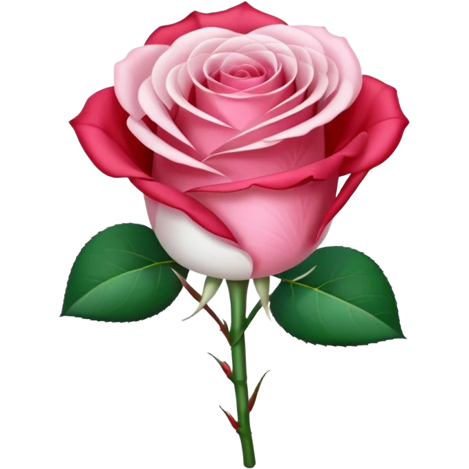One pink rose and one white rose in transparent bouquet with red band  emoji