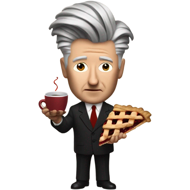 david lynch holding a cherry pie and coffee emoji