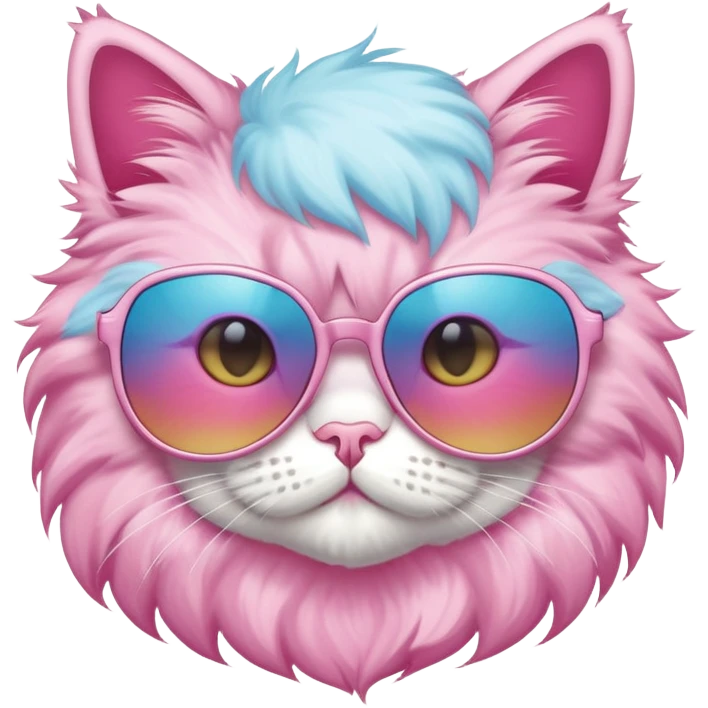 Cotton candy cat sunglases emoji