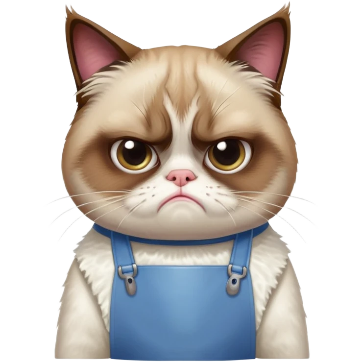 grumpy cat wearing only an apron emoji