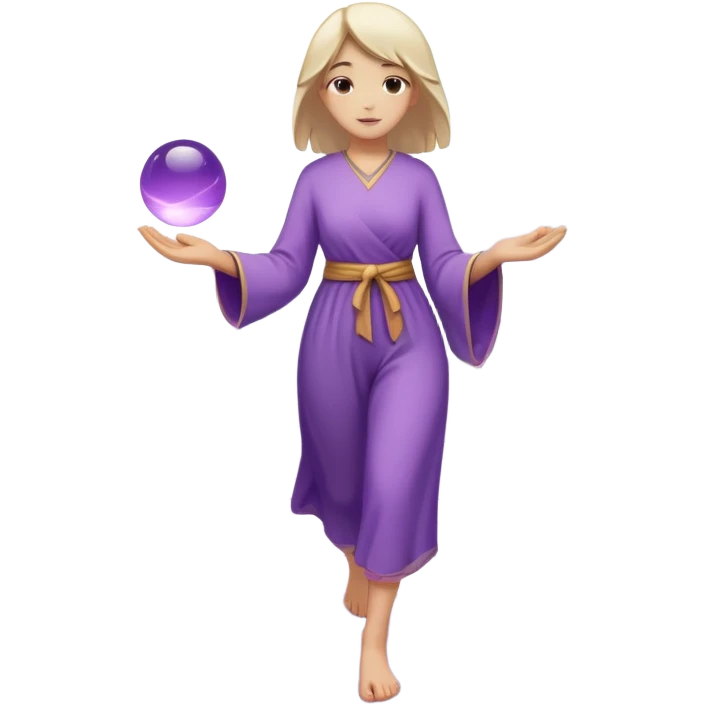 A figure walks back broken bridge, holding soft 2 violet orbs in hand—symbolizing compassion and forgiveness. A gentle heart aura trails behind them, showing healing in motion. emoji