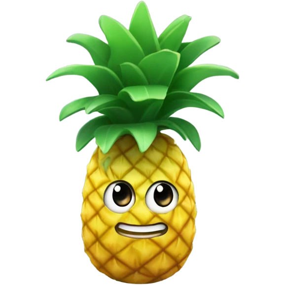3D one shy pineapple  👱‍♀️🍍 with big shiny eyes 👀 The pineapple cute embarrassed ☺️ emoji