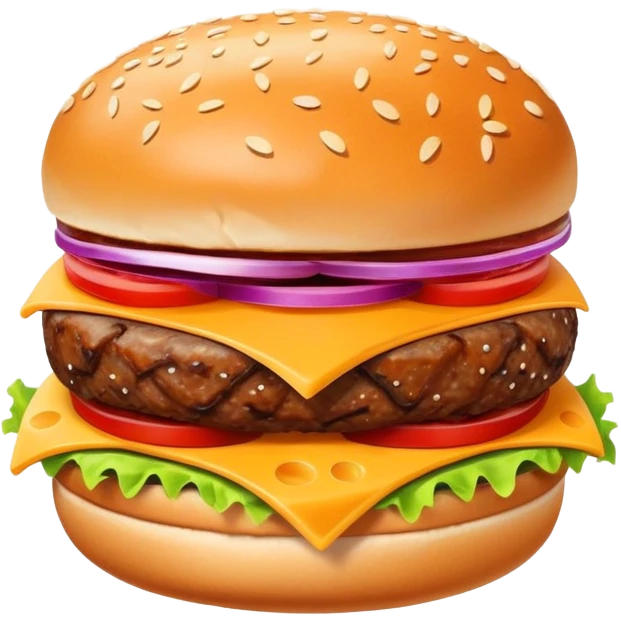 burger with electrons orbiting around it, atom structure emoji
