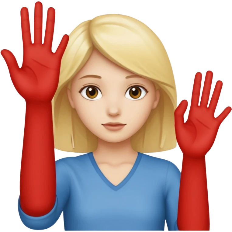 Fille avec un 6 sur une main et un 7 sur l'autre emoji