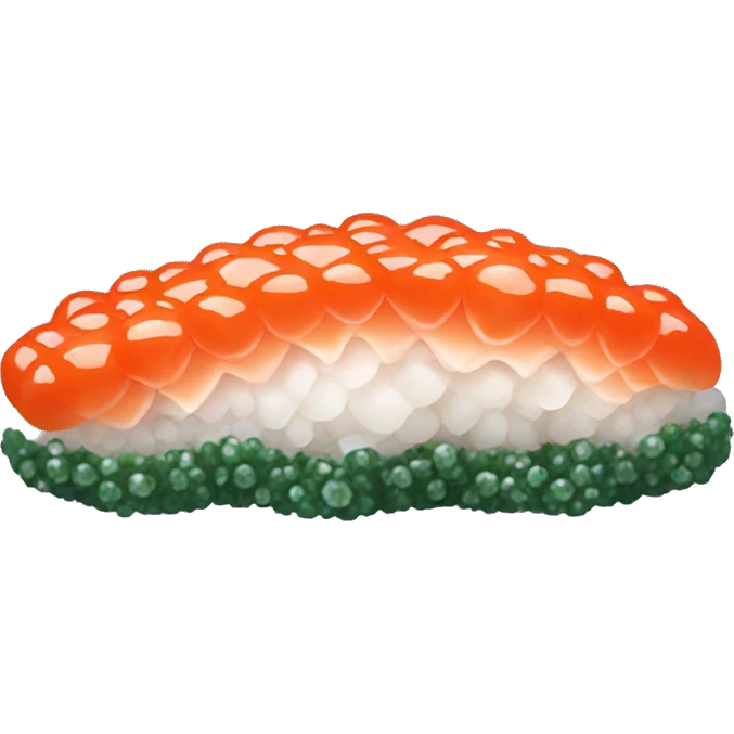 Salmon roe nigiri with only the roe and seaweed emoji