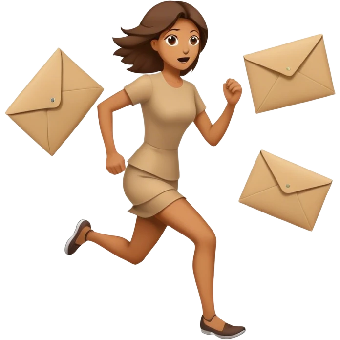 Woman running away from envelopes  emoji