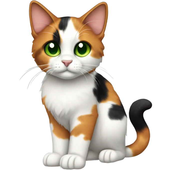 Calico Cat Full Body with green eyes emoji