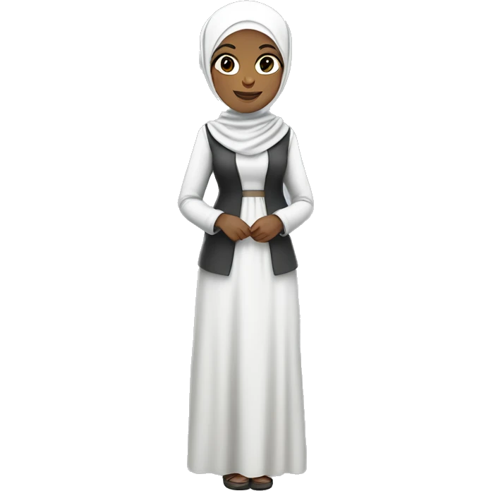 hijab woman, smile, wonderful dress, white skin, full-body (slim) emoji