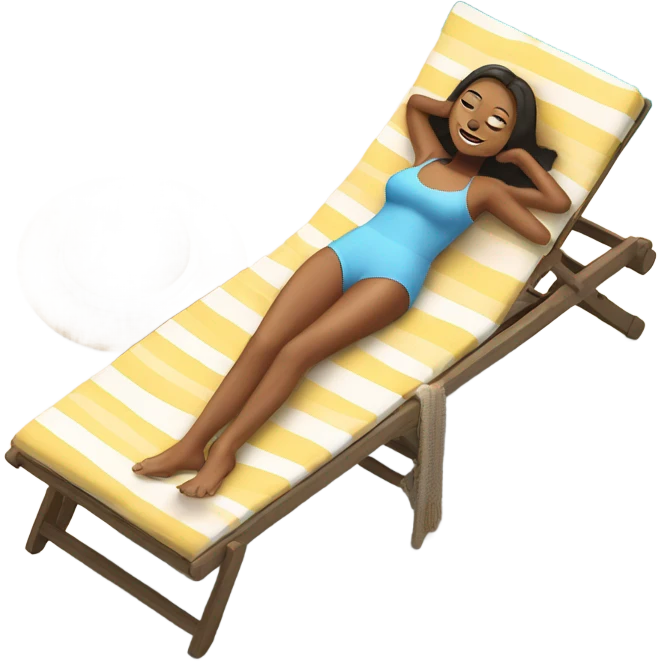 Girl lying on the sun lounger in full body emoji