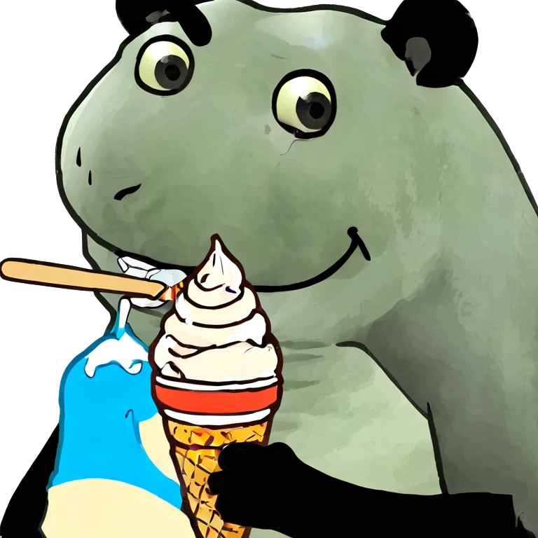 Panda eating ice cream emoji