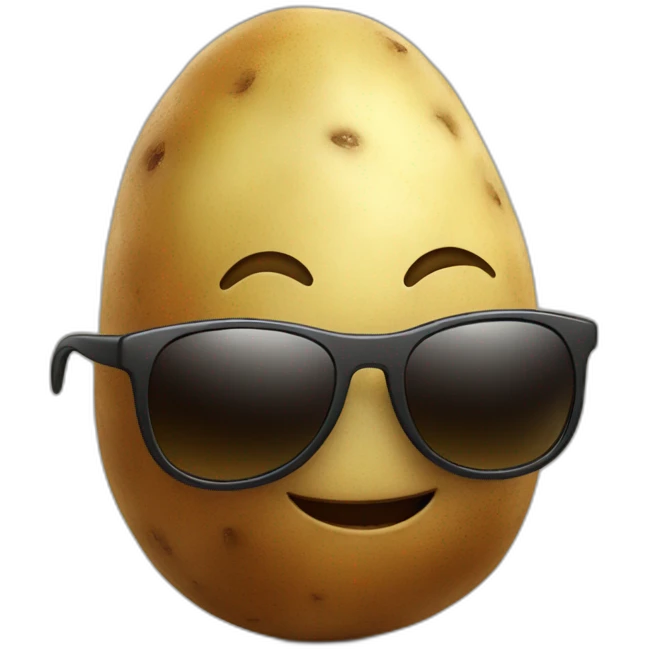 human-like potato walking with sunglasses emoji