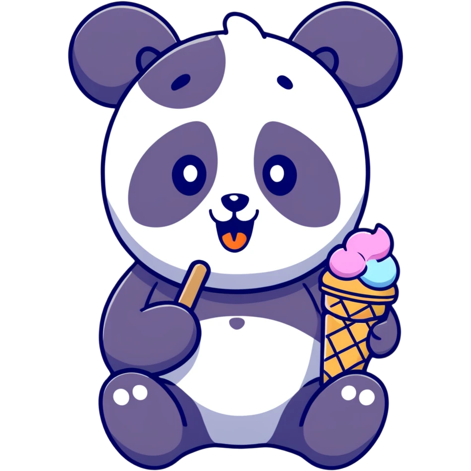Panda eating ice cream emoji