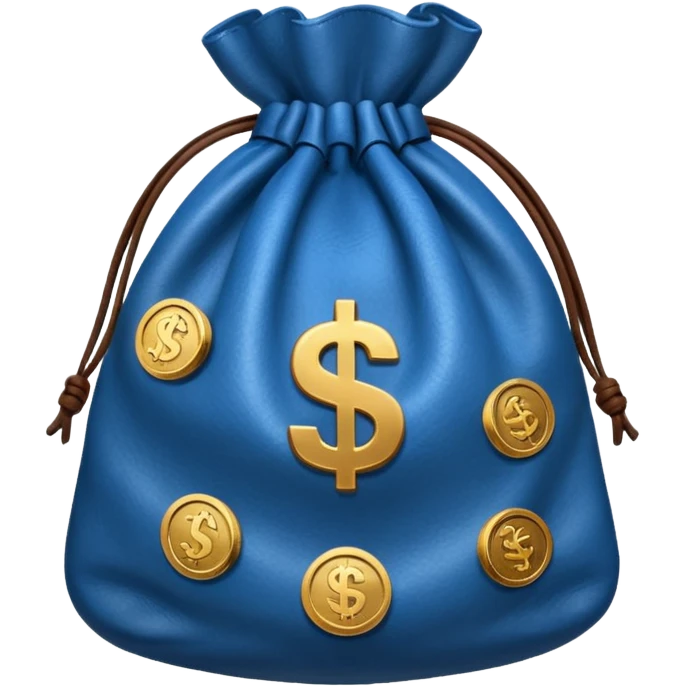 blue coins inside brown money bag emoji