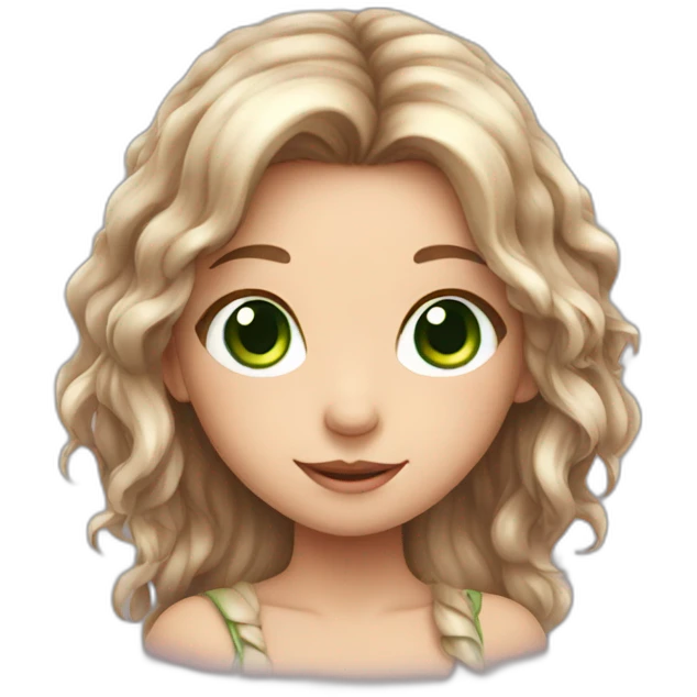 Cute fairy with long brown hair green eyes emoji