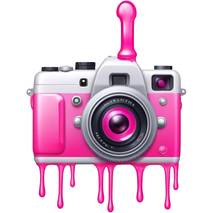 Pink liquid dripping over a camera emoji