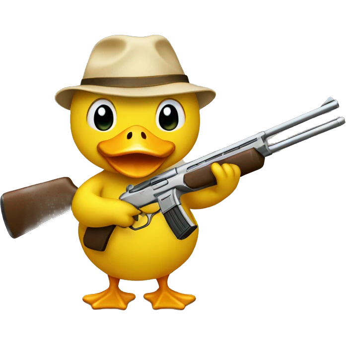 yellow duck emoji holding a golden shotgun emoji
