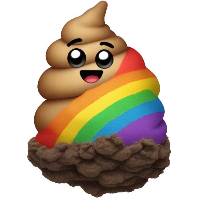 Poop with rainbow dryer lint emoji