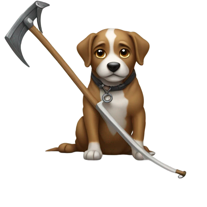 A dog with a scythe emoji