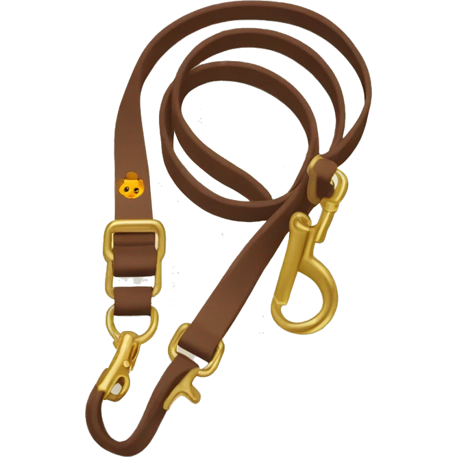 Brown dog leash with golden carabiner and loop emoji
