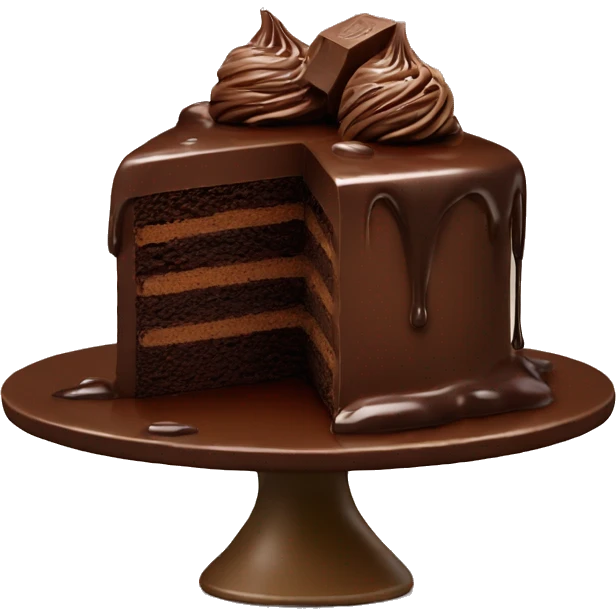 Chocolate cake with chocolate drip down the side and more chocolate on the top emoji