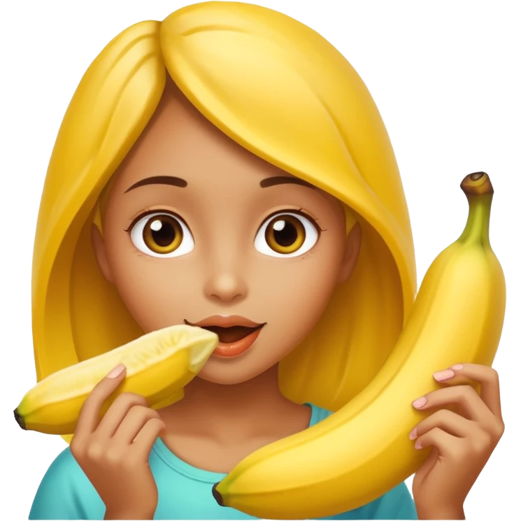 girl eating banana close up emoji