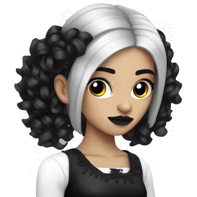 Mexican Goth girl black and white hair emoji