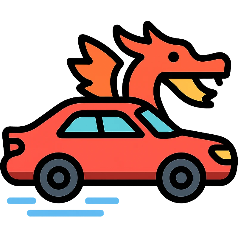 colored icon of a swift car with dragon-like features emoji