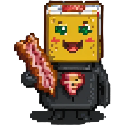 sarcasm emoji with a slice of bacon emoji