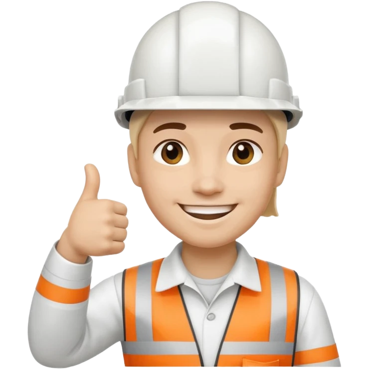 Cara de persona con casco blanco inginierl civil con pulgar arriba emoji