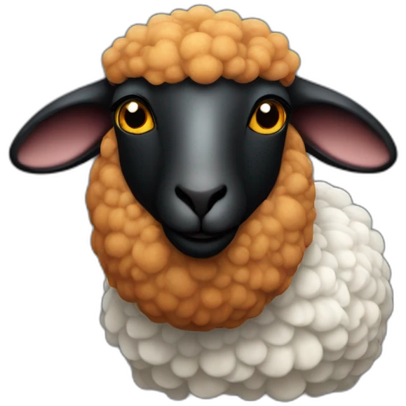 Ginger sheep with black skin, with a well dressed pigeon emoji