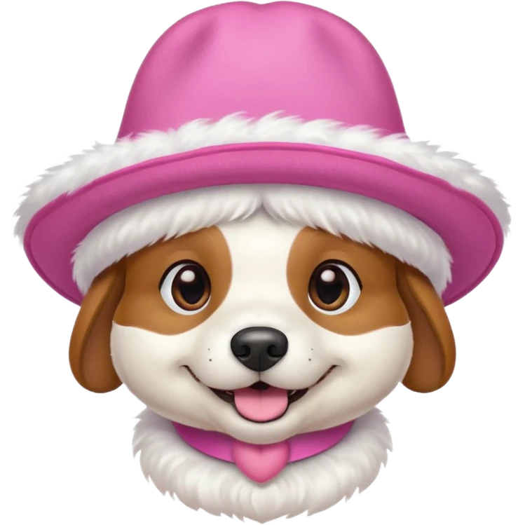 dog wearing big pink hat emoji