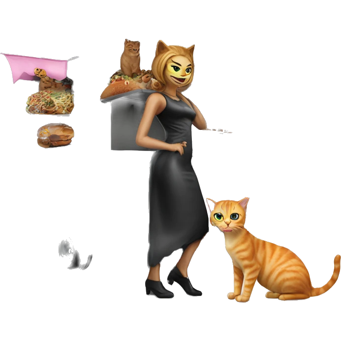 Realistic Cat Woman’s plastic dream house food truck  emoji