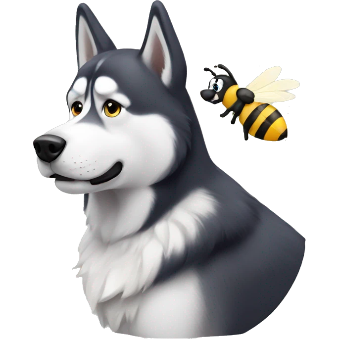 husky with bee emoji
