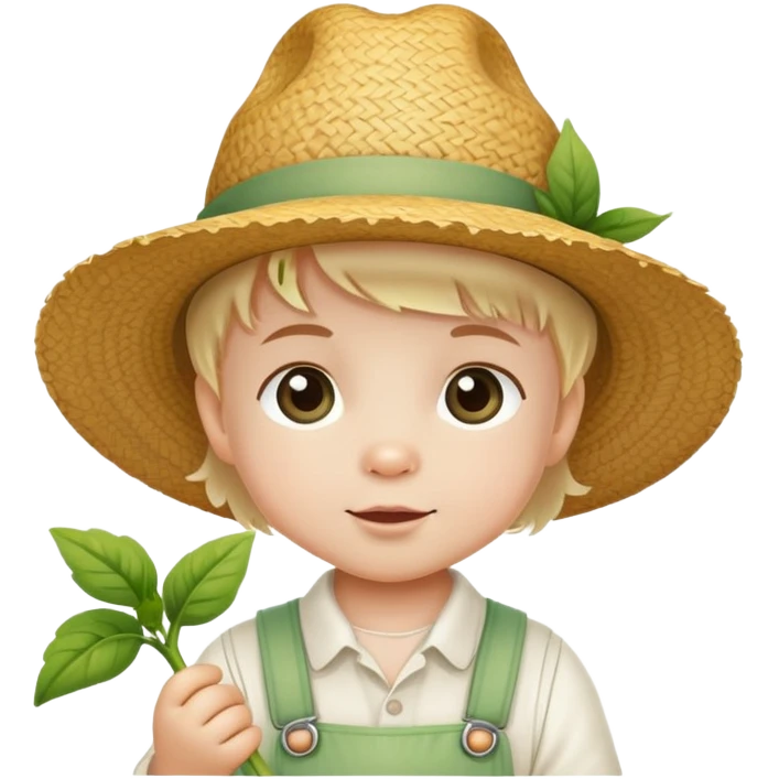 White Baby gardener in a straw hat emoji