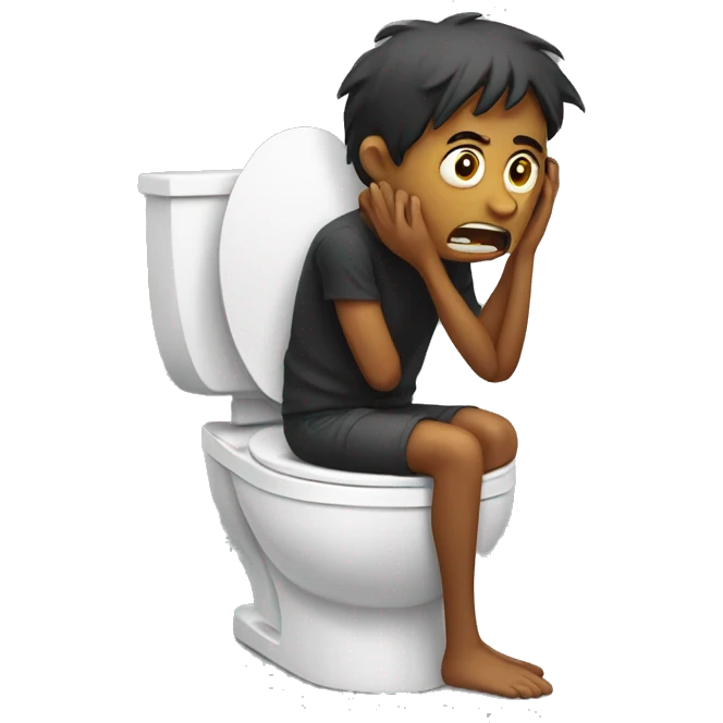 scared sitting on toilet  emoji