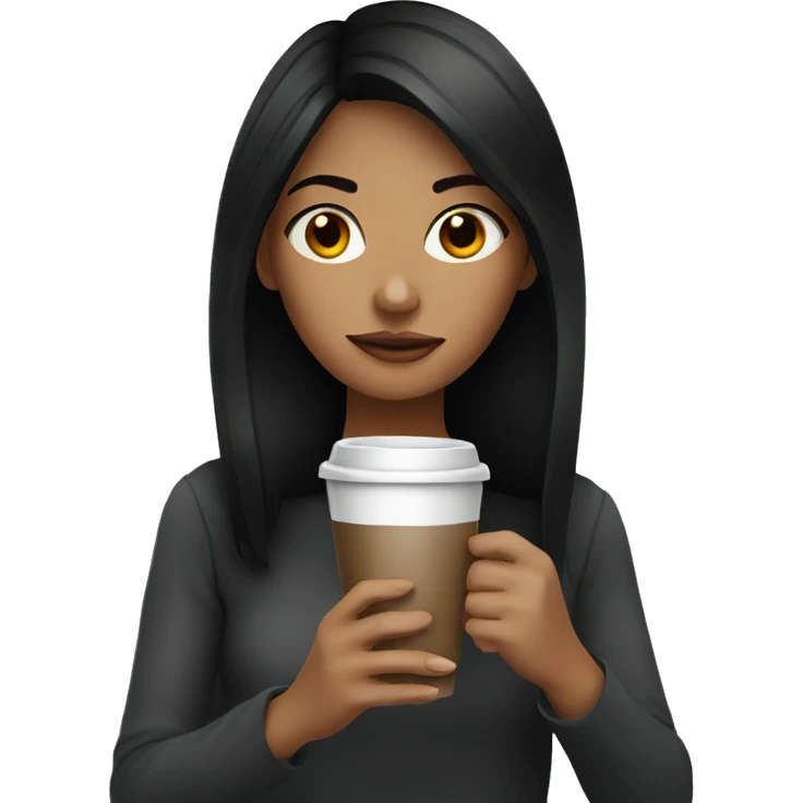 Dark hair girl drinking coffee emoji