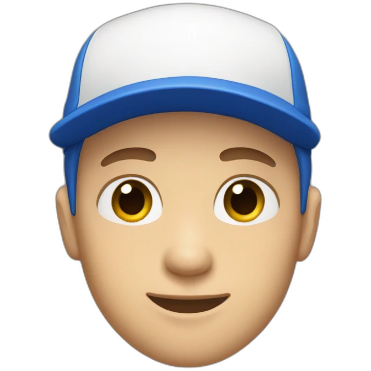 young white man with blue cap and white tshirt emoji