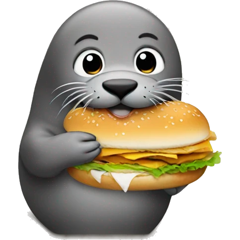 Seal eating a chicken sandwich emoji